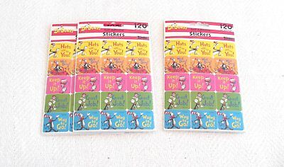 3 PACKS DR. SEUSS STICKERS/120 PER PACKAGE - 15 STICKERS PER SHEET