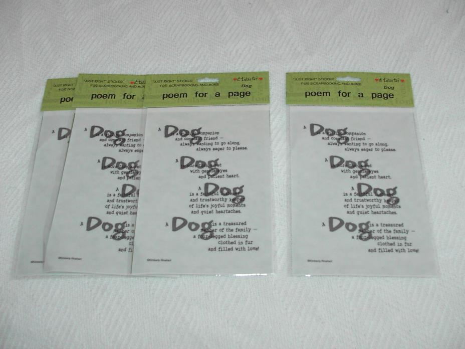 4 PACKS POEM FOR A PAGE - DOG - IT TAKES TWO JUST RIGHT STICKERS