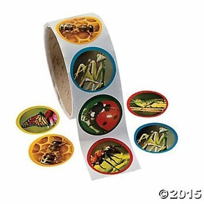 Roll of 100 Bugs and Insects Stickers Birthday Party Favors