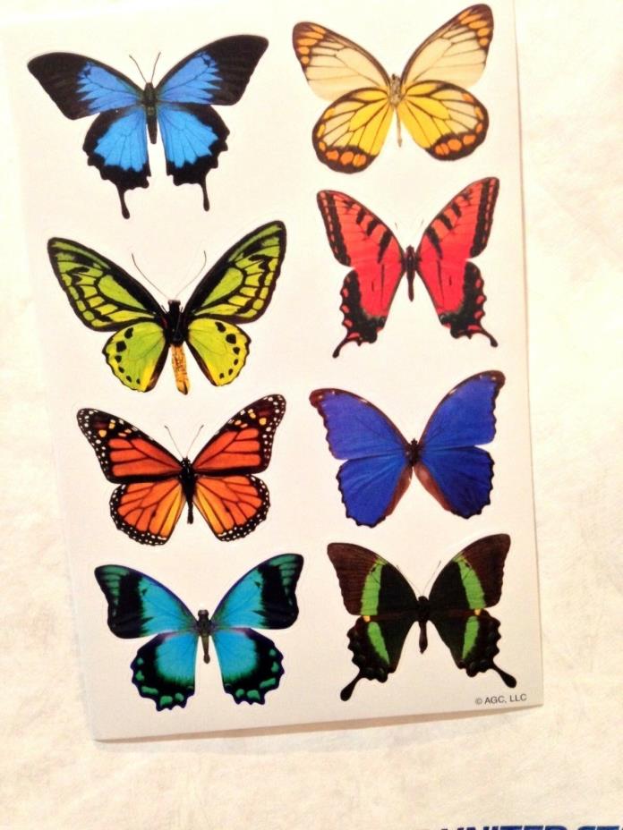 SH 1:  American Greetings Butterflies Sticker Sheets- 8 Unique Butterflies