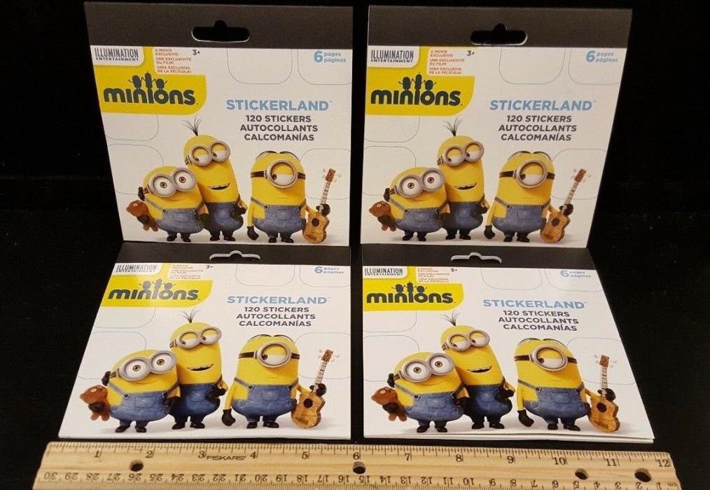 4 packs of Minions stickers 120 in each pack - 6 pages -- NEW