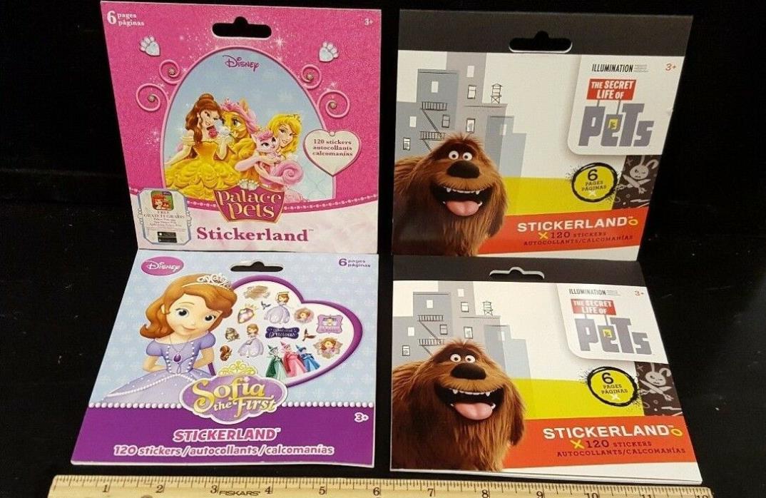 4 packs of stickers 120 in each pack - Palace Pets, Sofia the First, & 2 Pets