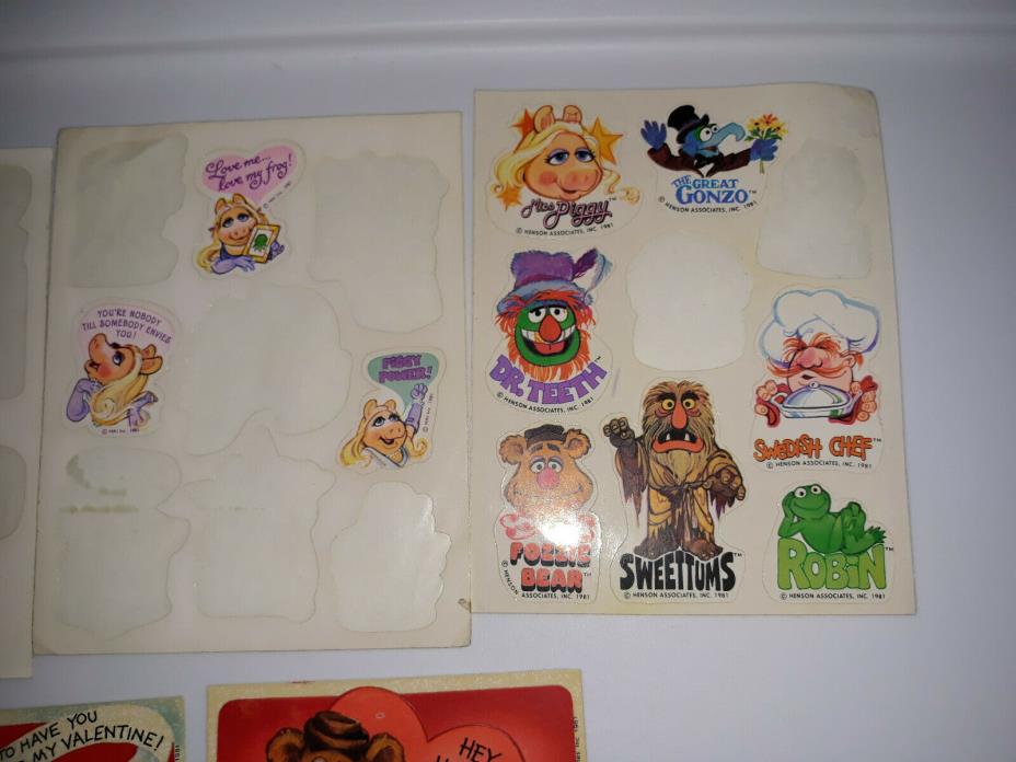 Lot of vintage sticker sheets Muppets Dr.Teeth Valentine Miss Piggy OA