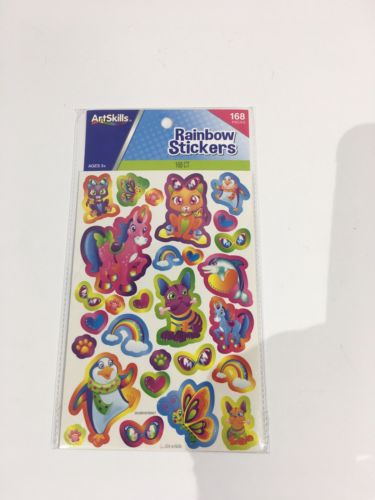 168pc Rainbow Stickers Unicorn Cat Dog Dolphin Paw Prints Hearts ++ Art Skills