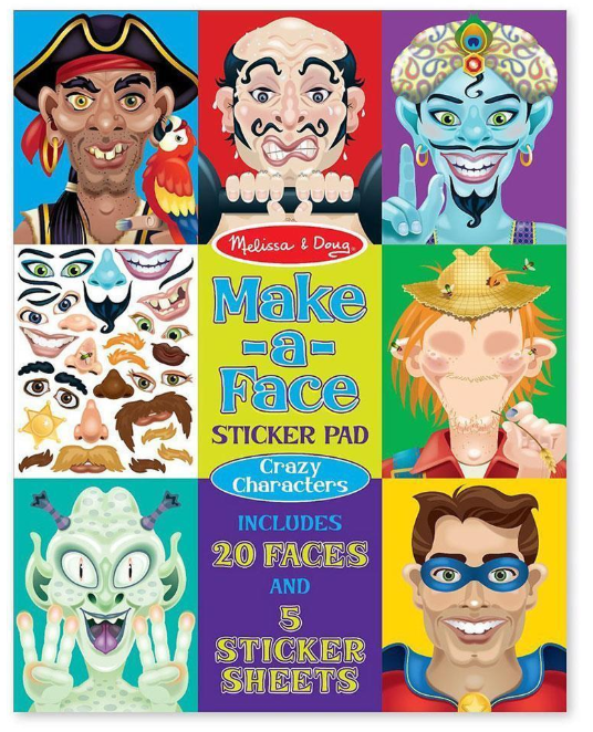 Melissa & Doug Make-a-Face Sticker Pad Crazy Character 20 Faces 5 Sticker Sheets