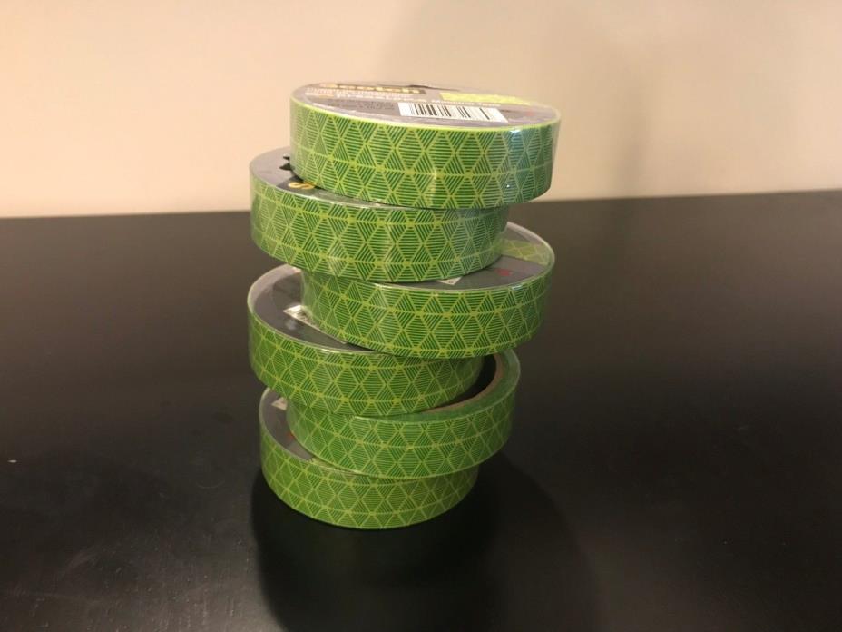 LOT of 6 New Scotch Expressions Masking Tape 20 Yards - GREEN DESIGN