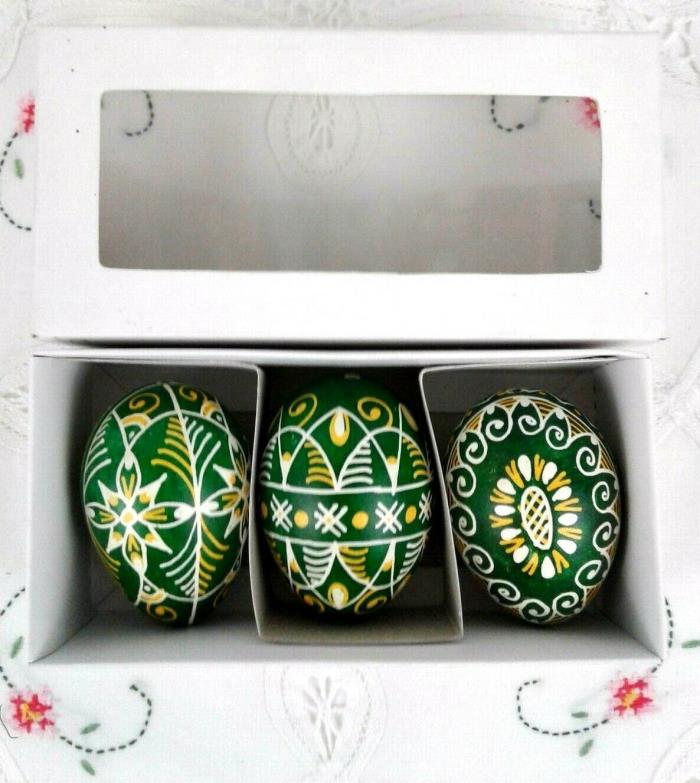 Hand Painted 3 Decorative Real Eastern Egg Shell From Moravia, Czech Republic