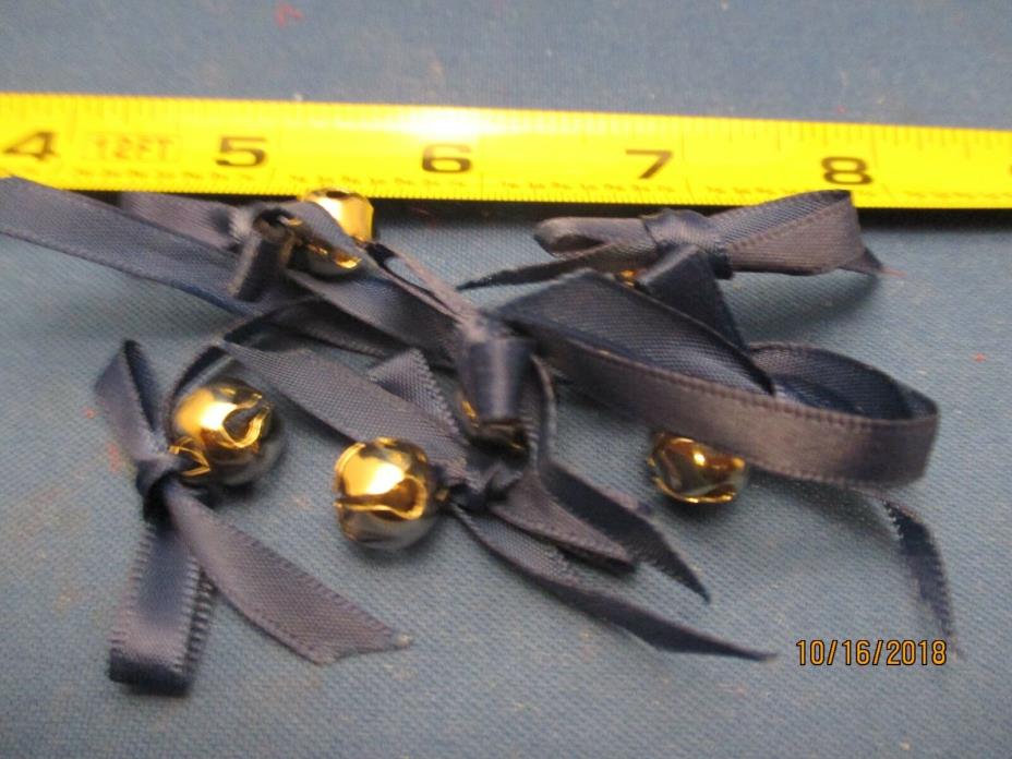 3/8 Inch 10mm Small Tiny Silver Craft Jingle Bells w blue ribbon bulk 8 oz 180