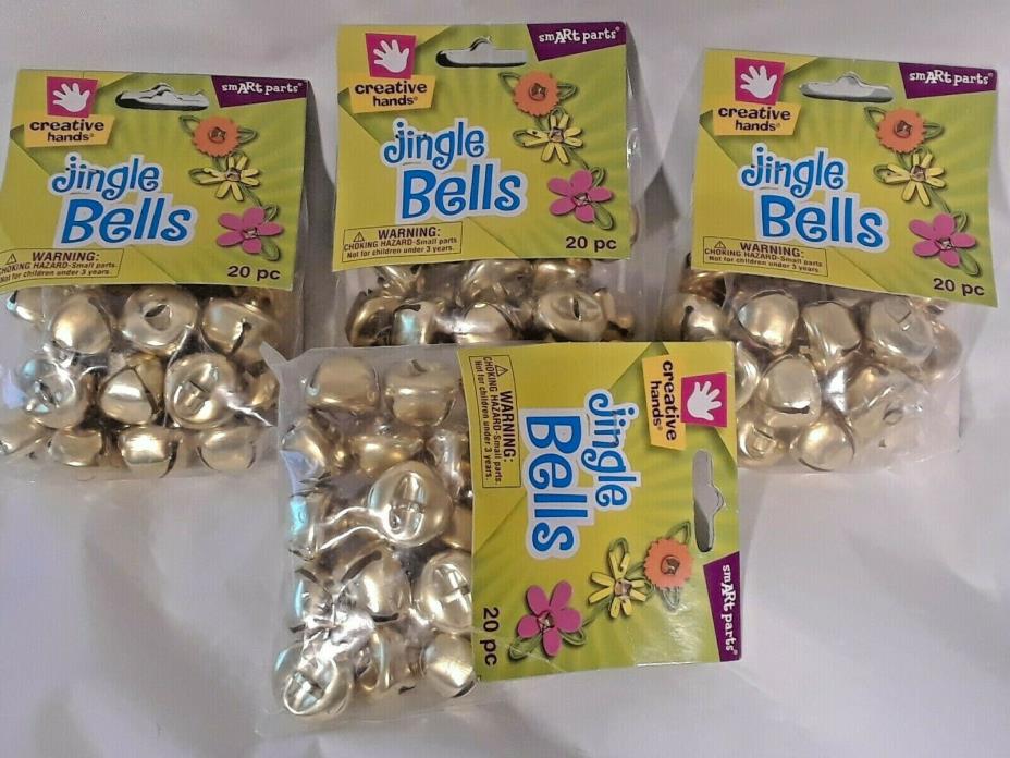 Craft jingle bells by Creative hands 4 packs of 20 gold colored 1