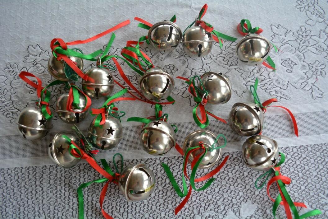 Lot of 15 Metal Santa Sleigh Jingle Bells Christmas Ornaments Holiday Art Crafts