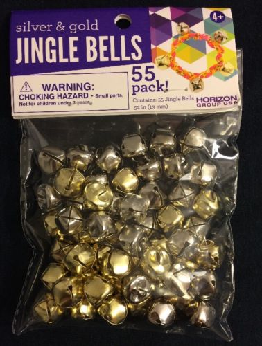 Silver & Gold Jingle Bells 55 pack .52 in (13 mm)