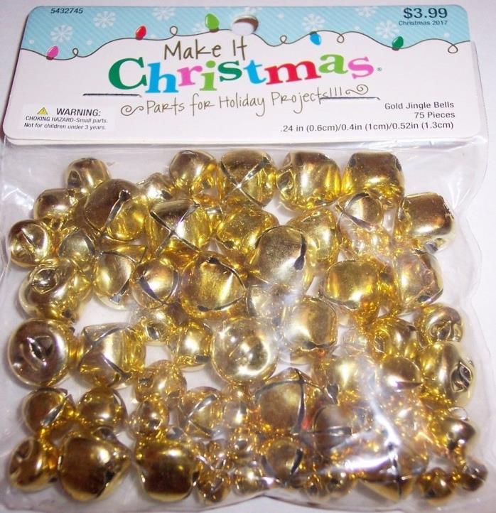 NEW! Make It Christmas Mini Gold Jingle Bells 75 Piece Christmas Craft Projects