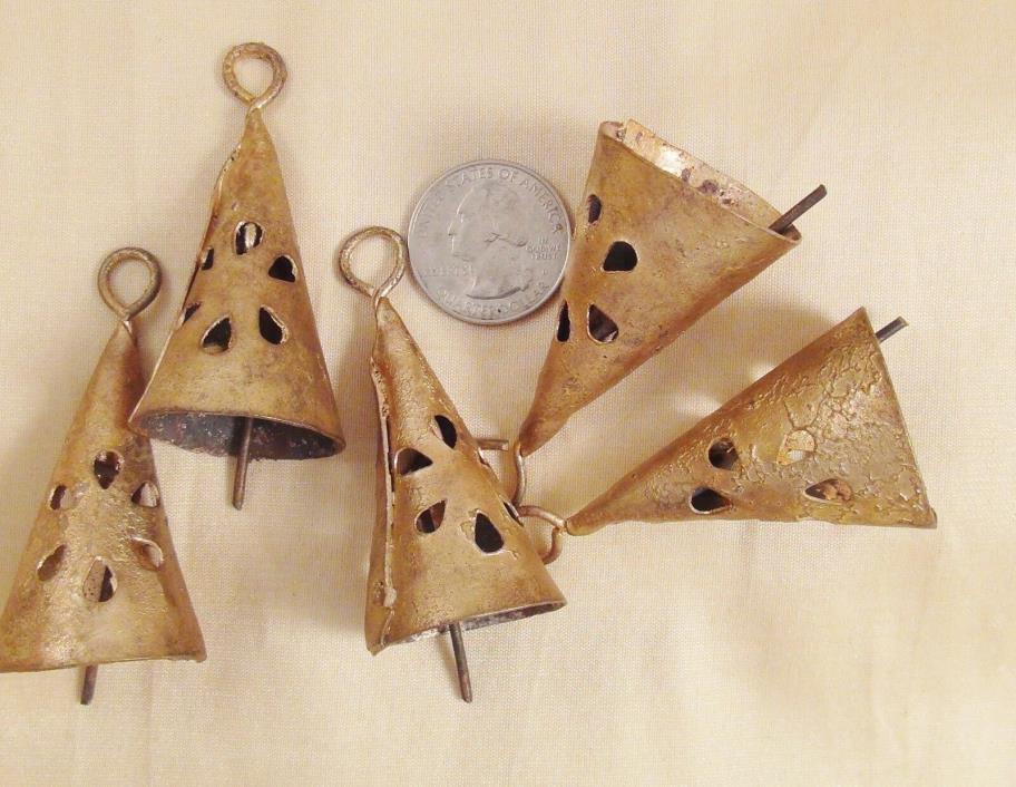 Set of 5 Cone Wind Chime Wedding GOLD Bells w/ TEARDROP Cutouts-Crafts-#10
