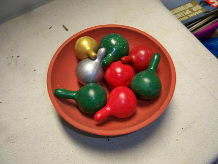 Small Wooden Bowl with 8 Painted Tennessee Spinners