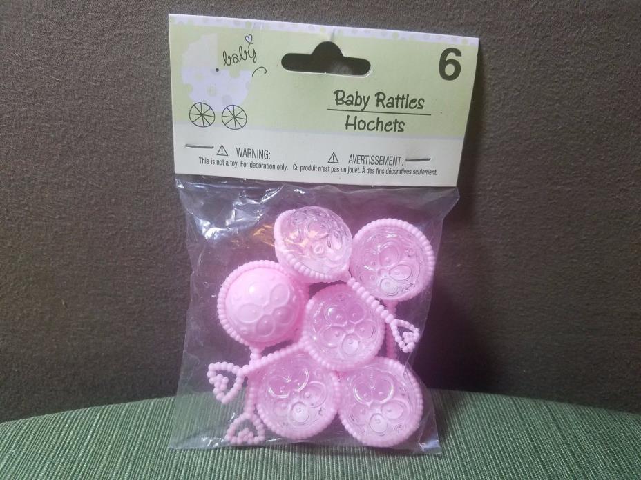 Baby Rattles 6 Pack Pink Craft Miniature