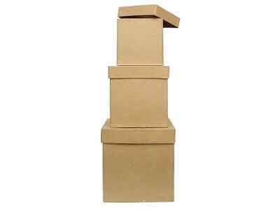 Paper Mache Large Tall Square Box Set of 3 (8 sets)