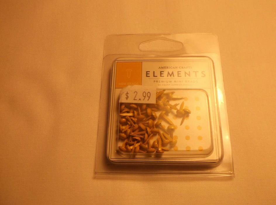 American Crafts Elements Premium Mini Brads New 50 Count  Yellow in color