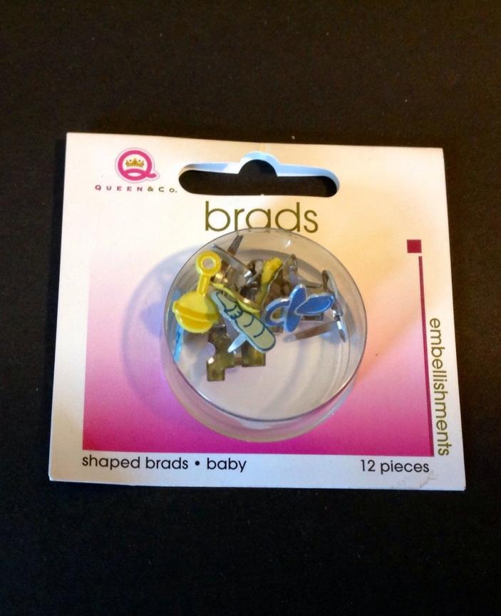 LoT#Y New 12 different colors shapes baby items BRADS SCRAPBOOK CARDMAKER crafts