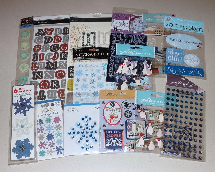Lot of Winter Stickers & Embellishments - Jolee's, SEI, Doodlebug, Sticko & More