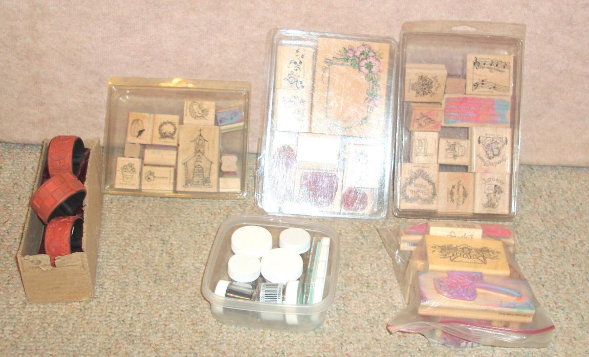 Large lot of 44 Scrapbooking rubber stamps , roller ,  Embossing heat tool  ,etc