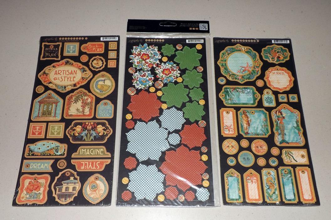 Vintage Style Embellishment Lot - Chipboard, Die-Cut Flowers - Graphic 45
