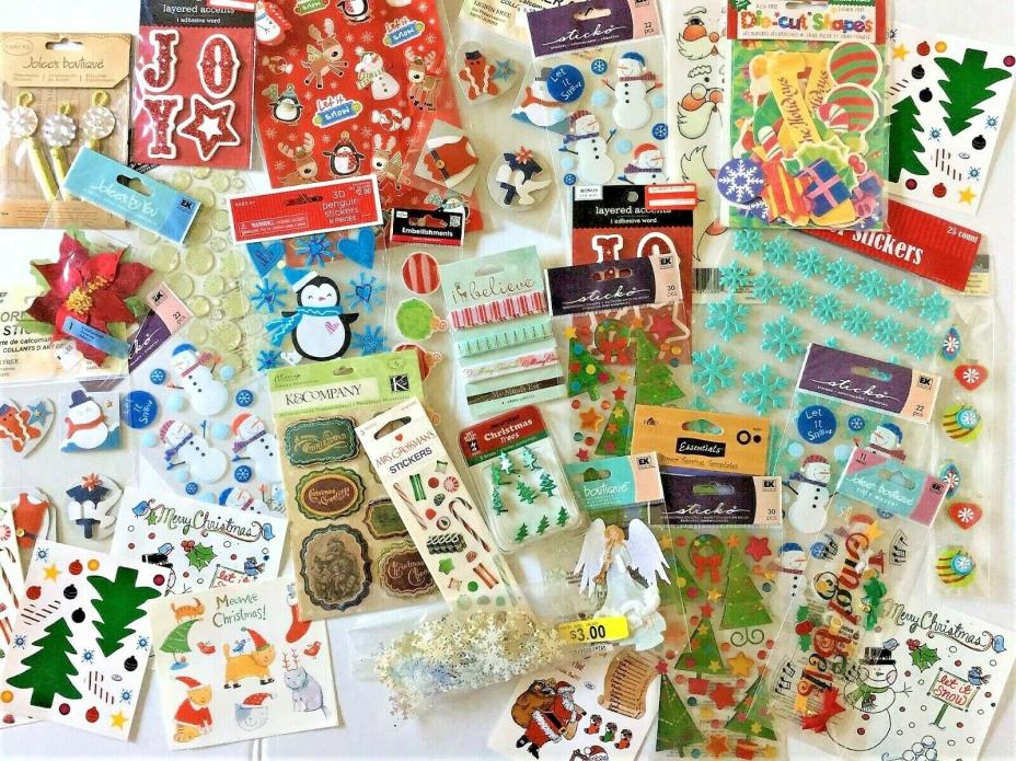 Scrapbooking Embellishments & Stickers - lot of 25 CHRISTMAS  **FREE SHIPPING**