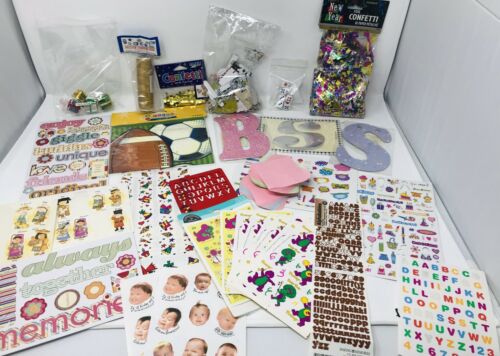 Mixed Lot Scrapbook Journal Stickers Embellishments Treat Bags Letters Post Its
