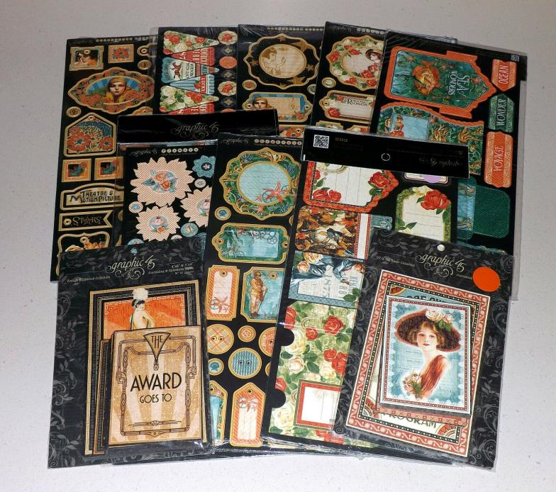 Huge Vintage Style Graphic 45 Embellishment Lot - Chipboard, Die-cuts & More