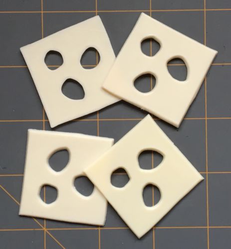4 LITTLE FAKE SWISS CHEESE SLICES ~PLASTIC EMBELLISHMENTS SCRAPBOOKING CARDS etc