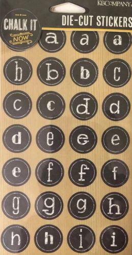 LOWERCASE ROUND ALPHABET CHALK IT NOW Die-Cut Stickers(92pc) K&Company•Letters