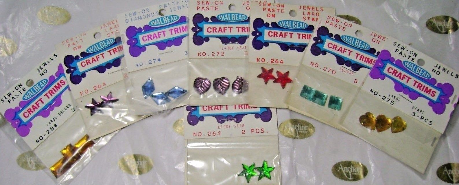 24 Multi Pack Walbead Plastic Craft Trims Jewels Scrapbooking Embellishments LOT