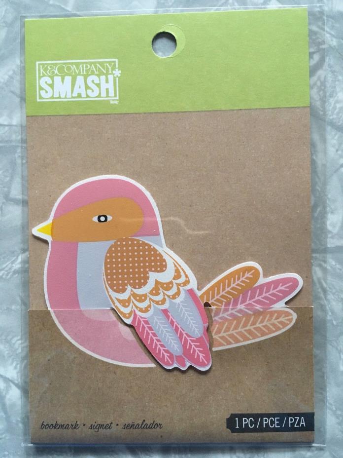 NEW K & Company Smash Book Scrapbooking Pink Orange Bird Book Mark