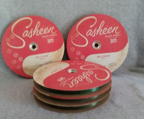 5 VINTAGE 3M  SASHEEN RIBBON NEW Emerald Green 250Yds each 5/8 wide