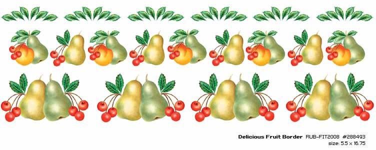 Delicious fruit Peaches, Pears & cherries rub-on transfer. Water Proof! Décalque