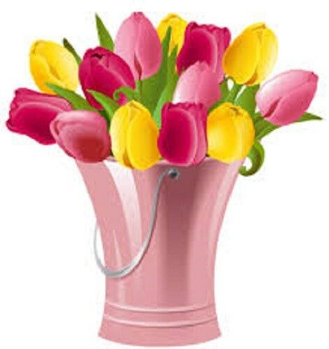 48 PINK TULIPS FLOWERS  STICKER LABEL ENVELOPE SEALS 1.2