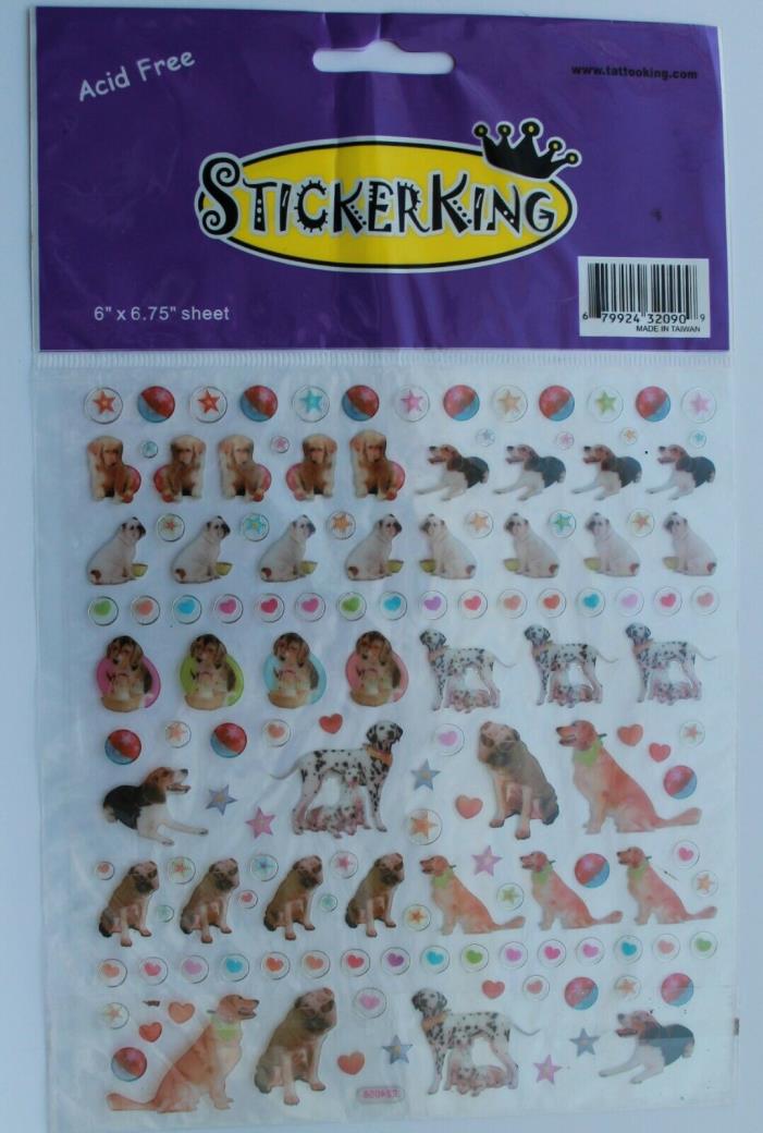 StickerKing Dog Stickers Sheet Bulldogs, Houndogs, Golden, Dalmation, Shar Pei