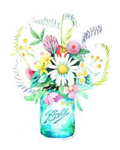 48 MASON JAR FLOWERS COUNTRY STICKER LABEL ENVELOPE SEALS 1.2