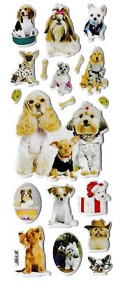 3D puffy Stickers DOGS PUPPIES dog puppy bone   #JF-1187 dish box