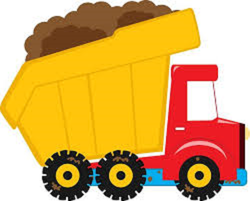 48 CUTE YELLOW RED DUMP TRUCK !!! STICKER LABEL ENVELOPE SEALS 1.2