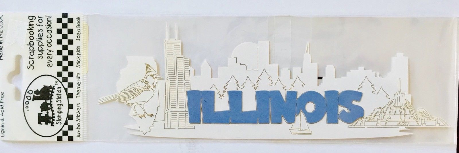NIP ILLINOIS 8 INCH STAMPING STATION LAYERED LASER DIECUT CHICAGO FOUNTAIN TOWER