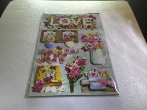 3D Beautiful Flower  Love/ Joy Assorted Sticker Sheet / New