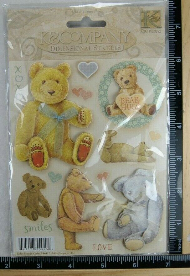 K&Company TEDDY FRIENDS Stickers 3D BEAR HUGS BEAR LOVE NEW