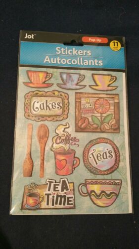 JOT  ONE SHEET -11  pop-up stickers-CUPS COFFEE TEAS WOODEN SPOONS