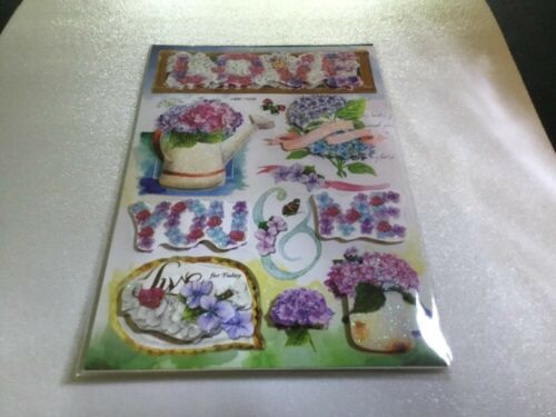 3D Beautiful Flower Assorted Sticker Sheet / New # 3