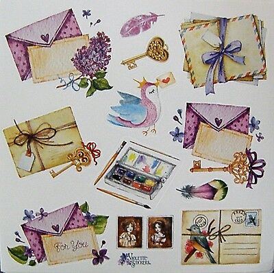 2 VIOLETTE STICKER PANELS - 2 SMALL. PANELS 3.75 in x 3.75 in. LOVE NOTES