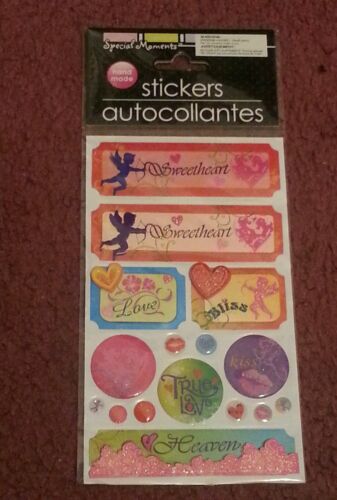 Special Moments VALENTINE-SWEETHEART-glitter stickers, 8 large,8 mini -2-1-P
