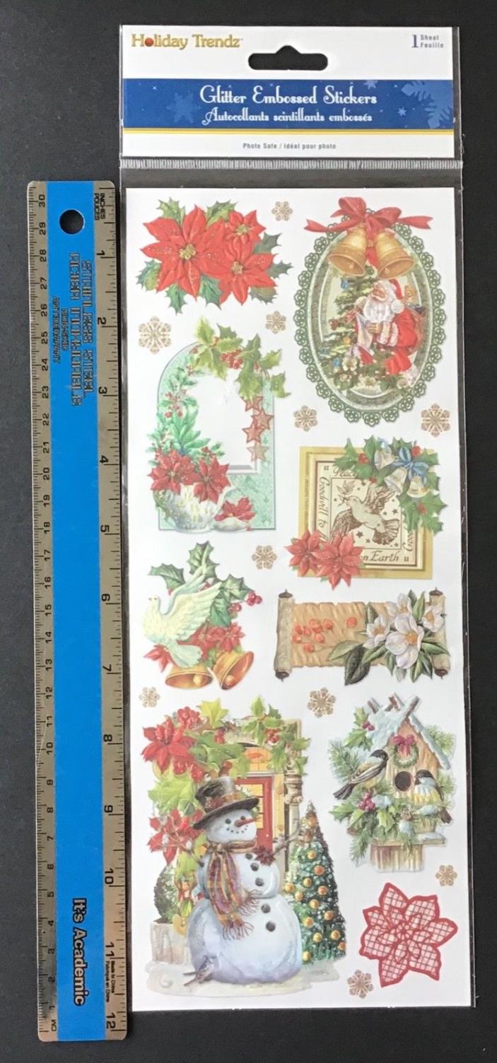 Vintage Inspired Christmas Glitter Embossed Stickers Holiday Traditions Style 3