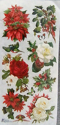 VIOLETTE STICKER PANEL  VICTORIAN CHRISTMAS FLOWERS, ROSES, MORE