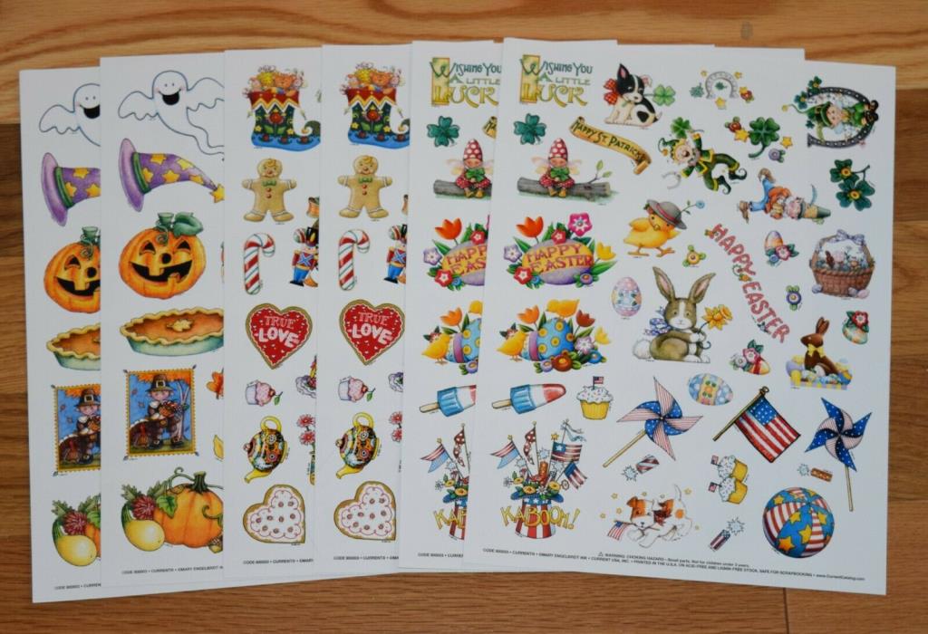 New MARY ENGELBREIT ALL SEASONS -ALL THE HOLIDAYS-Stickers-6 sheets