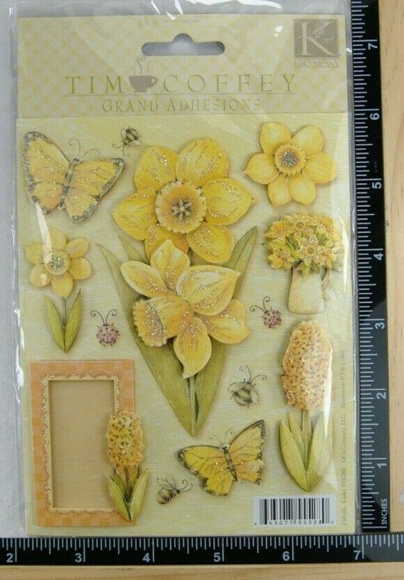 K&Company DAFFODILS Stickers 3D TIM COFFEY SPRING FLOWERS EASTER FLOWERS NEW